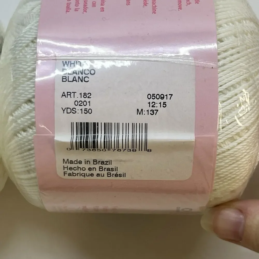 Aunt Lydia's Fashion 3 Crochet Thread White 100% Mercerized Cotton 2 Pack 300yds